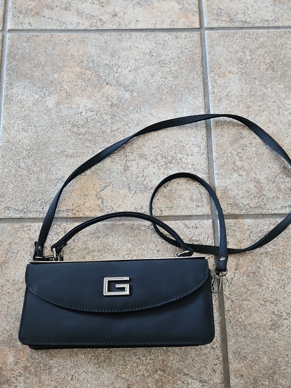 Guess Black Women's Shoulder Bag with Silver Hardwear.
